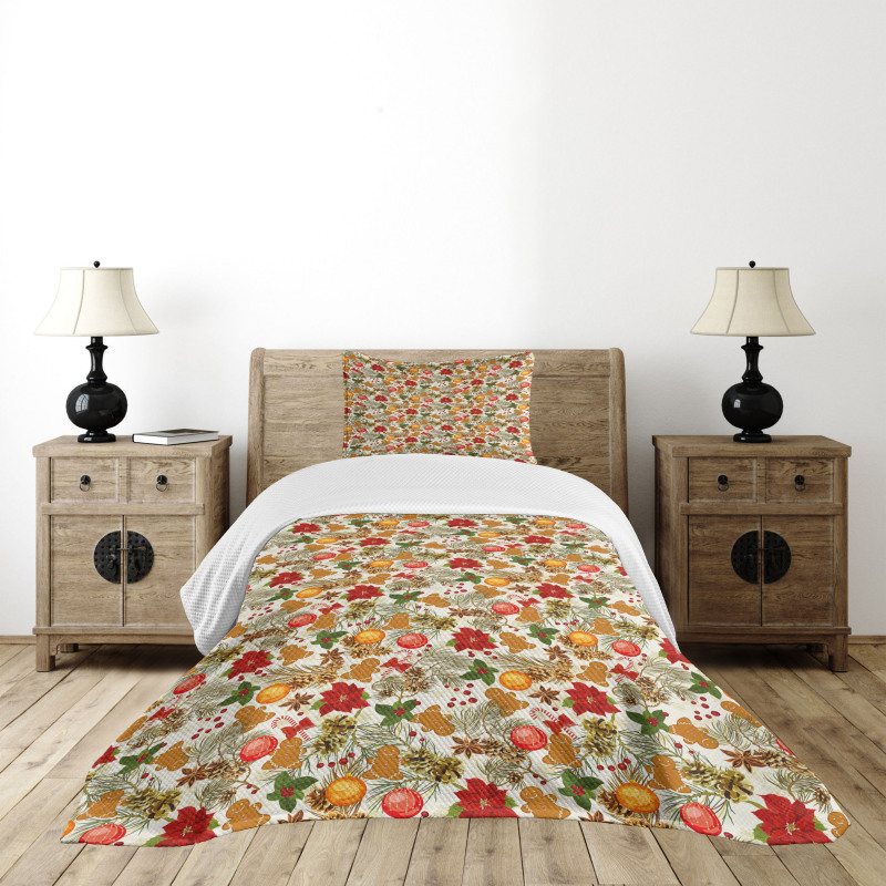 Vivid Colorful Xmas Bedspread Set