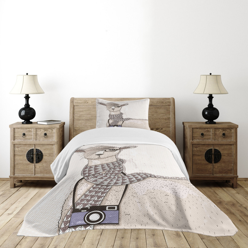 Hipster Lama Camera Bedspread Set