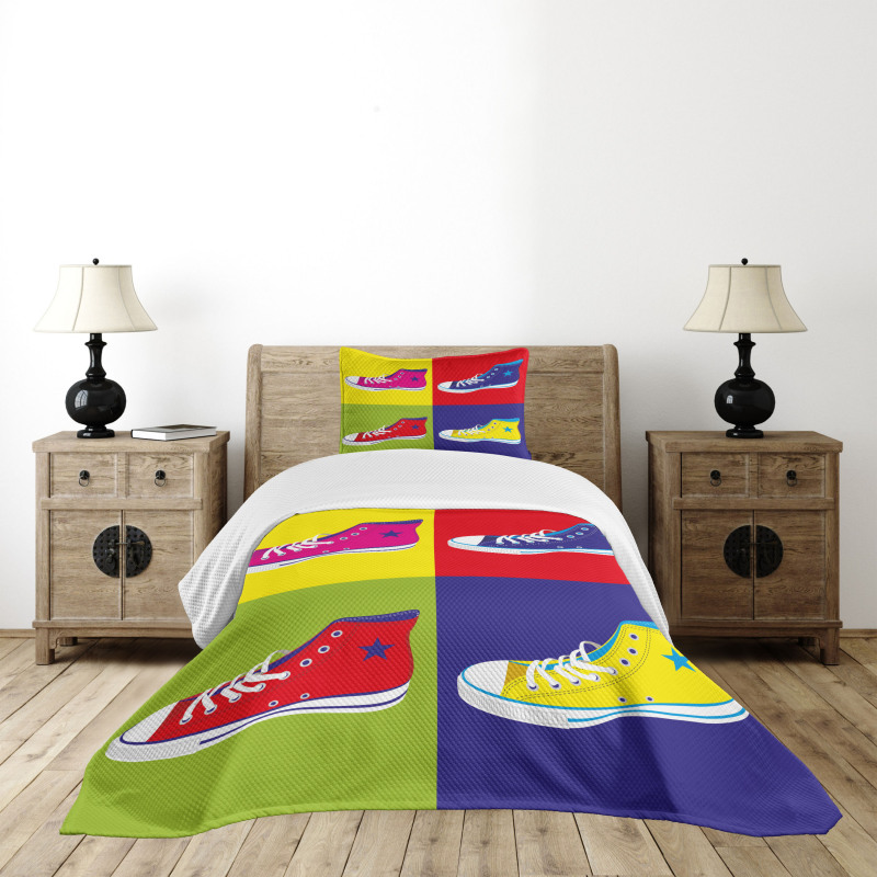 Retro Sport Shoes Bedspread Set