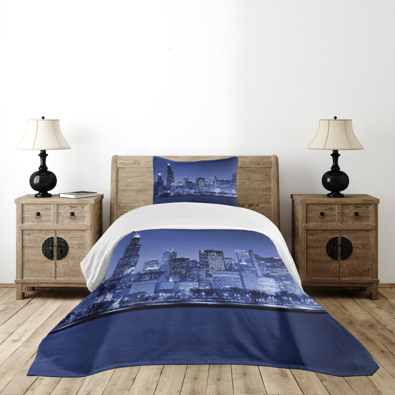 Chicago Skyline Night Bedspread Set