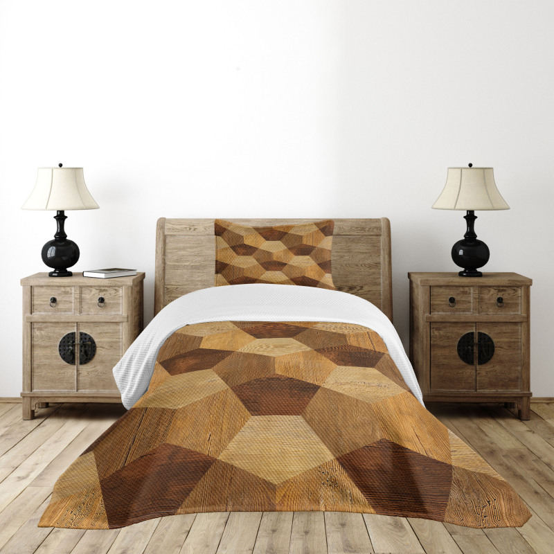 Wooden Rustic Pattern Bedspread Set