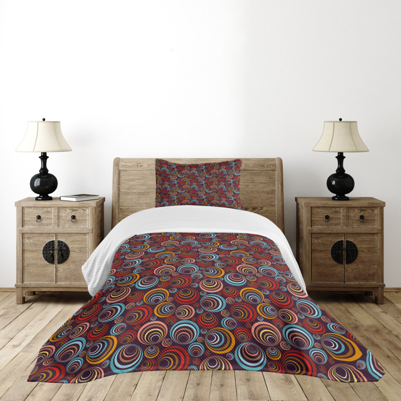 Circular Spiral Shapes Bedspread Set