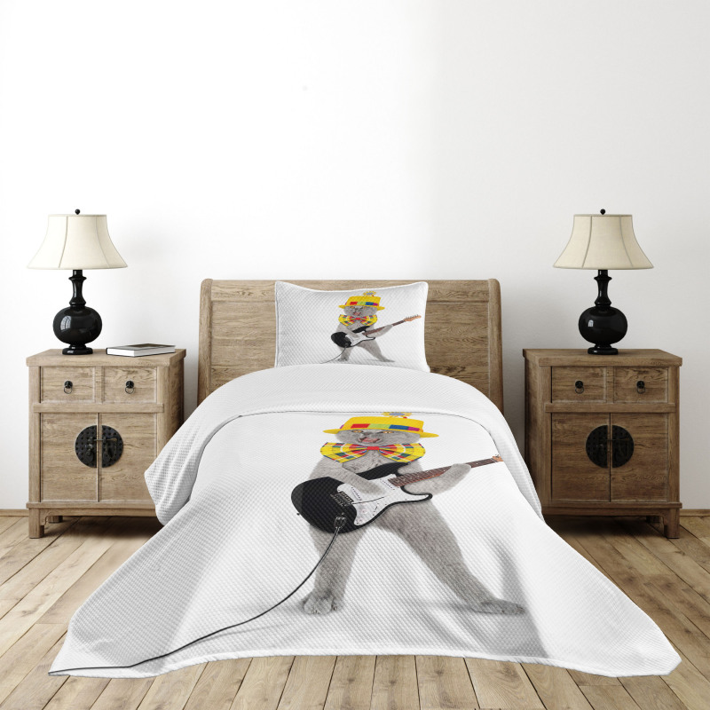 Hipster Musician Kitty Fun Bedspread Set