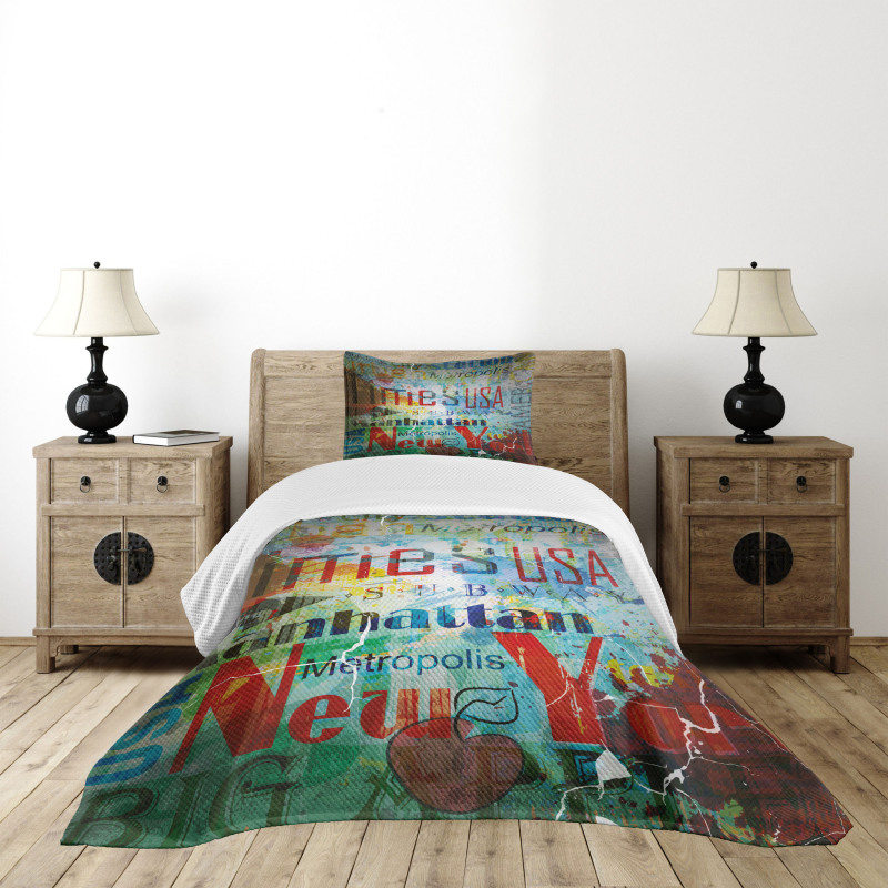 Grunge Words Culture Bedspread Set