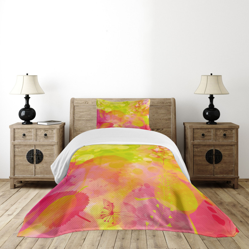 Spring Yard Watercolors Bedspread Set