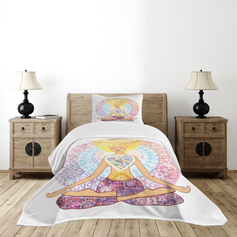 Woman in Lotus Position Bedspread Set