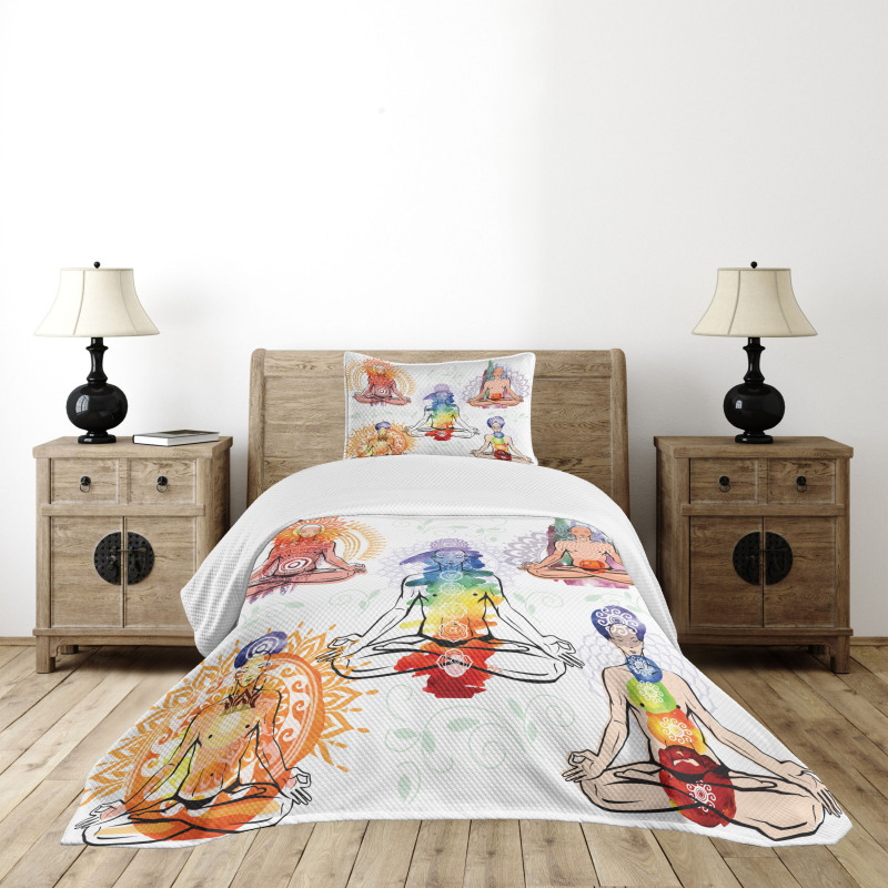 Men in Watercolors Sketch Bedspread Set