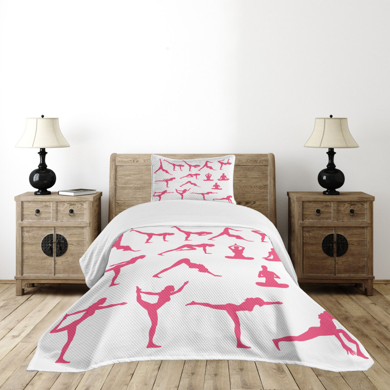 Pink Silhouettes Flexing Bedspread Set