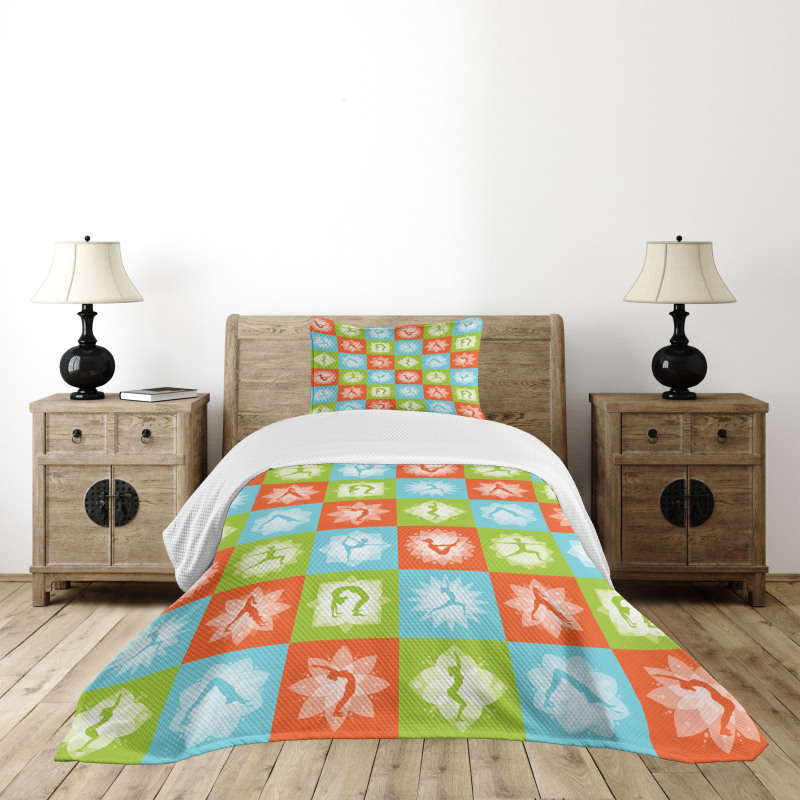 Mind and Body Poses Lotus Bedspread Set