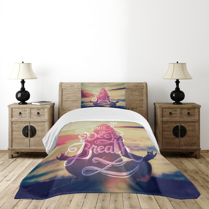 Woman Calm Sunset Beach Bedspread Set