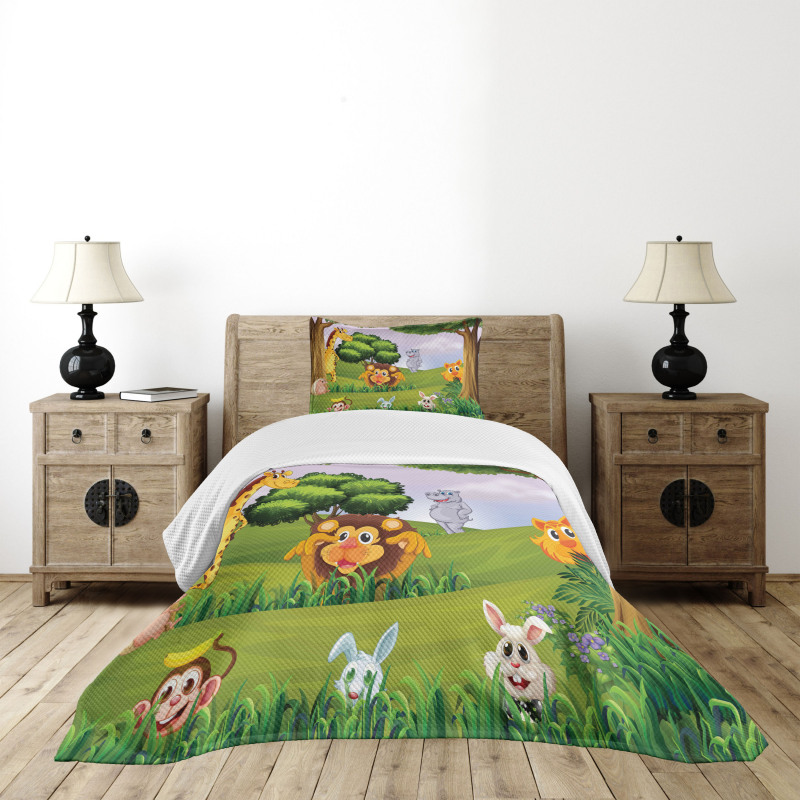 Animals in Forest Safari Bedspread Set