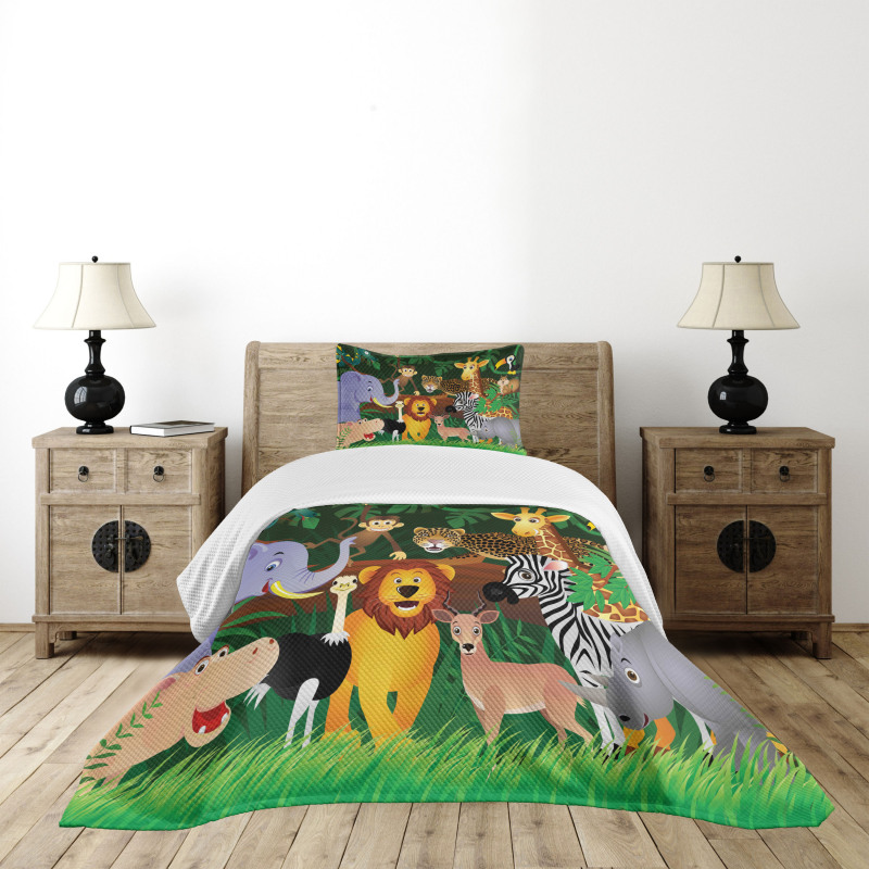 Exotic Jungle Cheerful Fun Bedspread Set