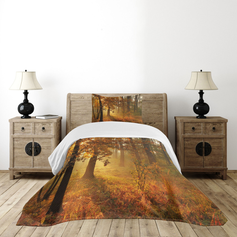 Misty Autumnal Forest Bedspread Set