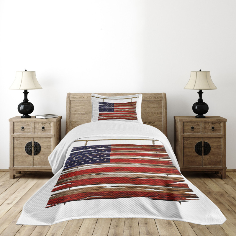 Rustic Flag Bedspread Set