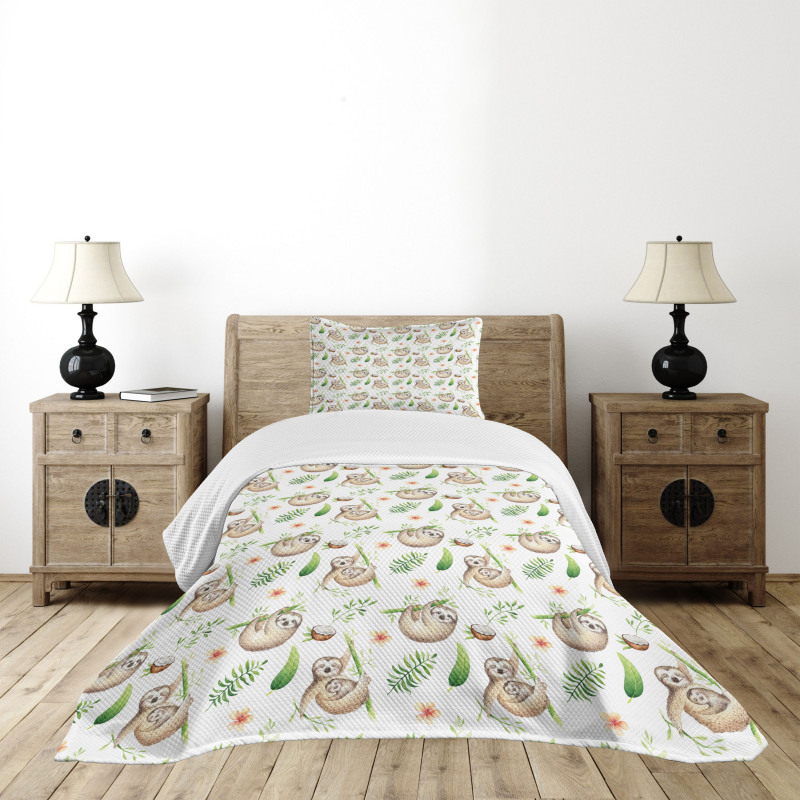 Mother Baby and Flowers Bedspread Set