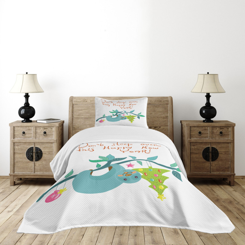 Childish Doodle New Year Bedspread Set