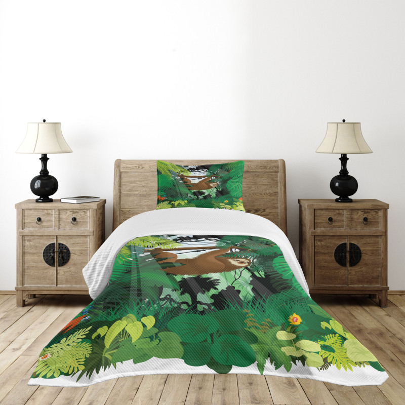 Vibrant Rainforest Plants Bedspread Set