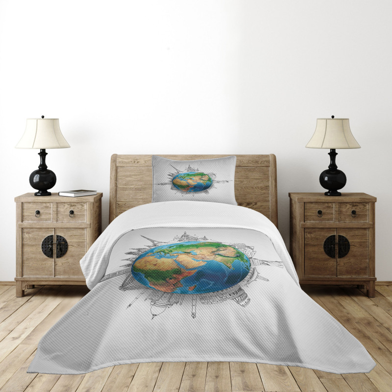 Realistic Globe Planet Bedspread Set