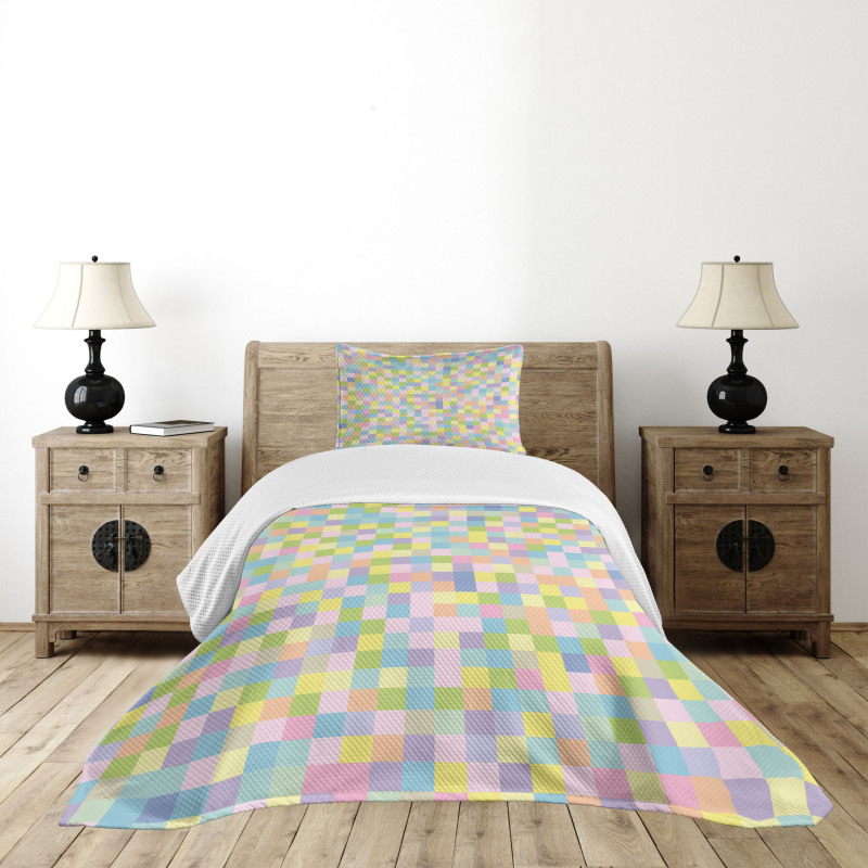 Colorful Squares Mosaic Bedspread Set