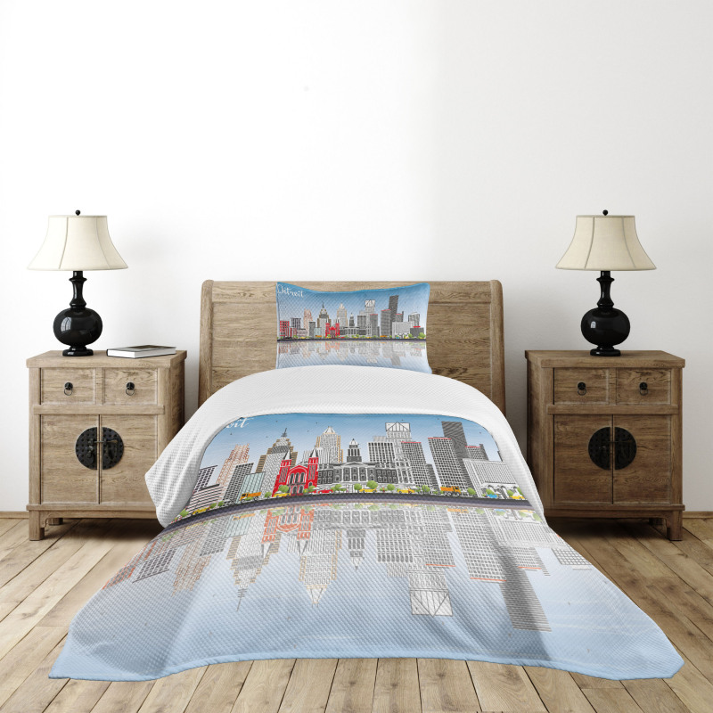 Cityscape Skyscrapers Bedspread Set