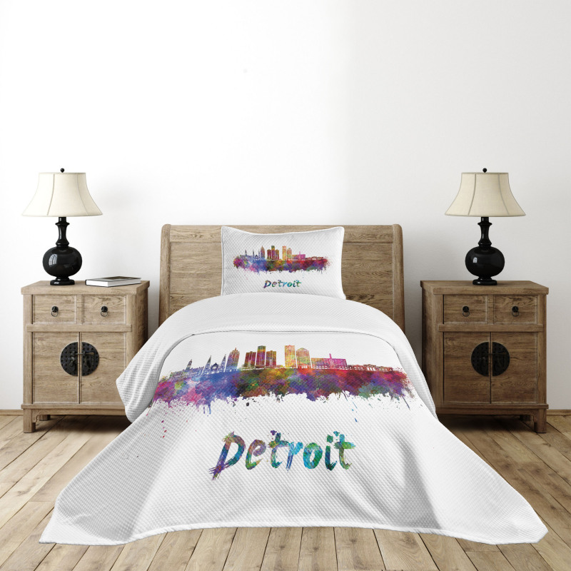 Watercolor Art Skyline Bedspread Set