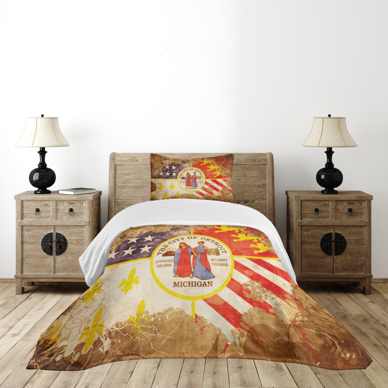 Antique Old USA Flag Bedspread Set