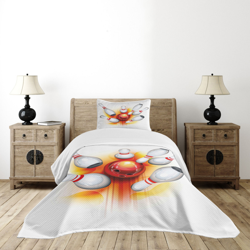 Red Ball Spread Pins Bedspread Set