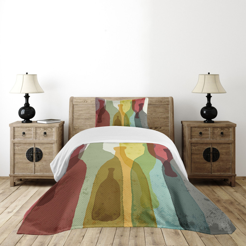 Abstract Colorful Bottles Bedspread Set