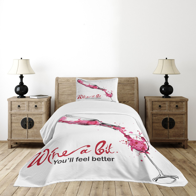 Inspirational Words Sketch Bedspread Set