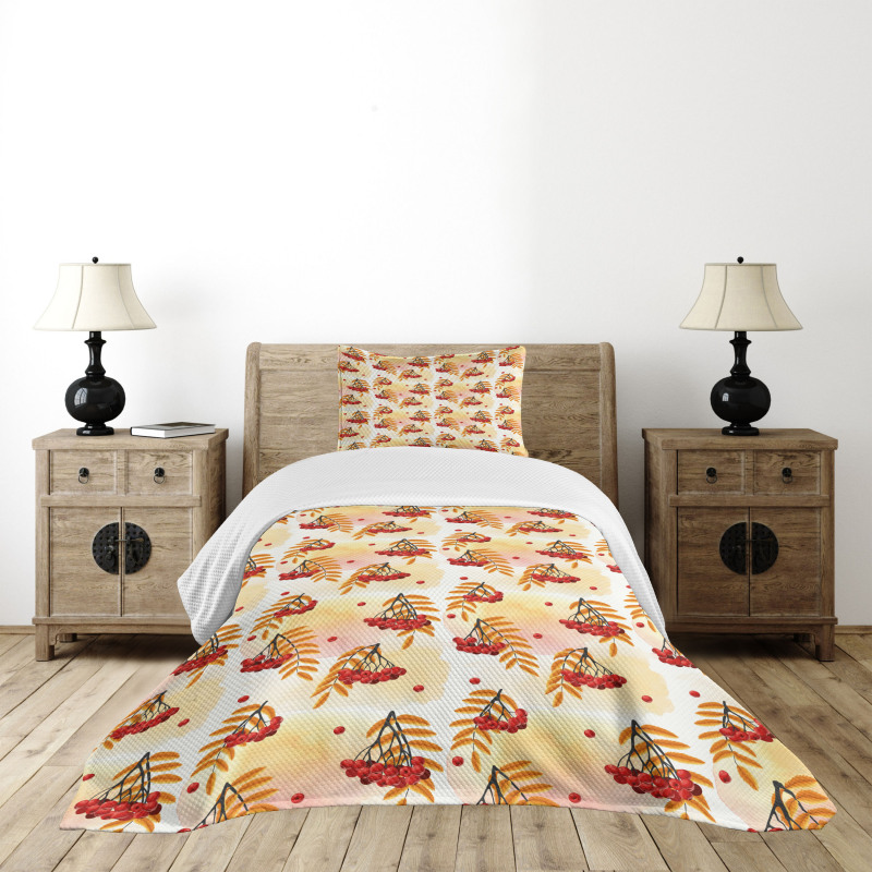 Romantic Fall Season Tile Bedspread Set