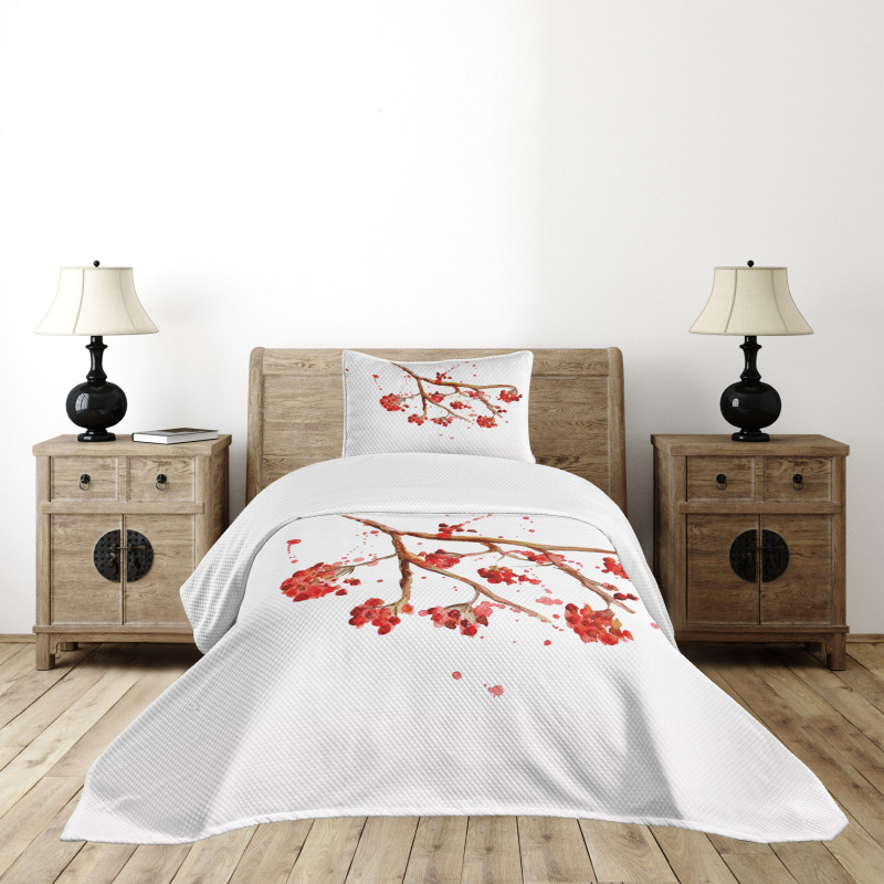 Tree Watercolor Splashes Bedspread Set