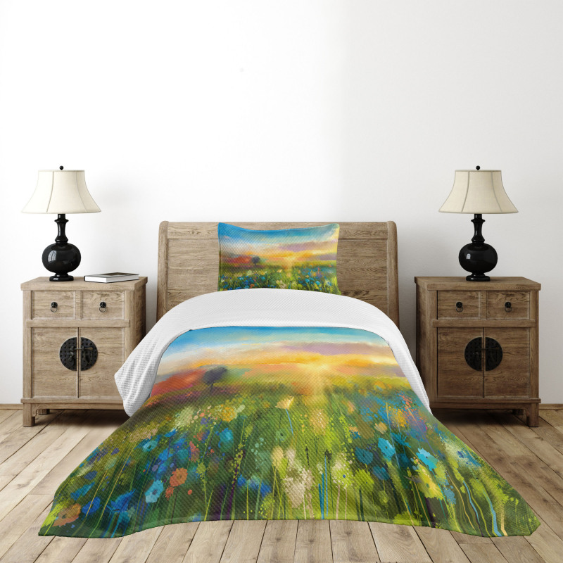 Dandelion Blooms in Meadow Bedspread Set