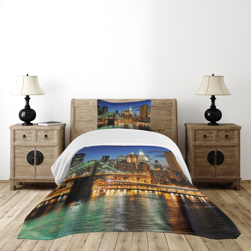 New York at Night Bridge Bedspread Set