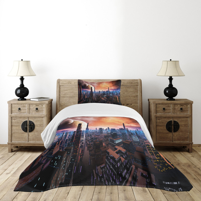 Futuristic Distant World Bedspread Set