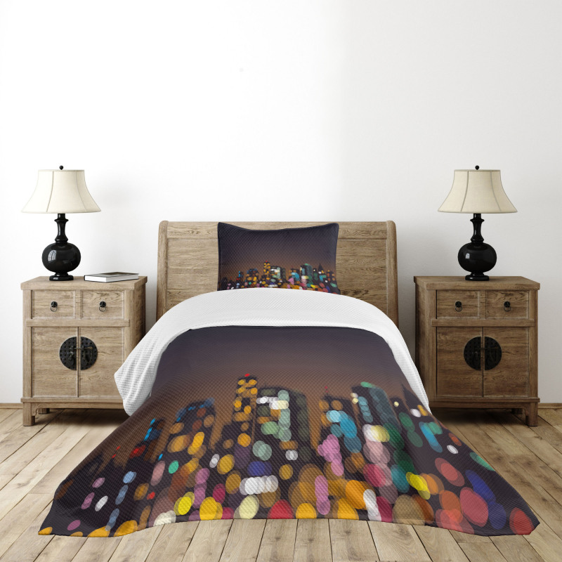 Abstract Cityscape Bokeh Bedspread Set