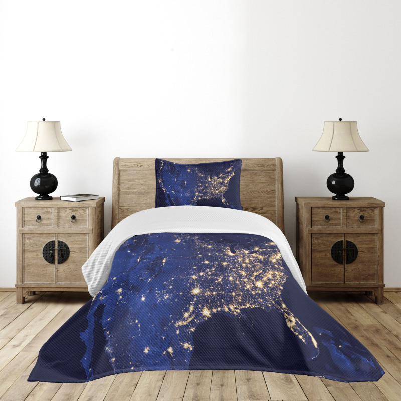 America Continent Space Bedspread Set