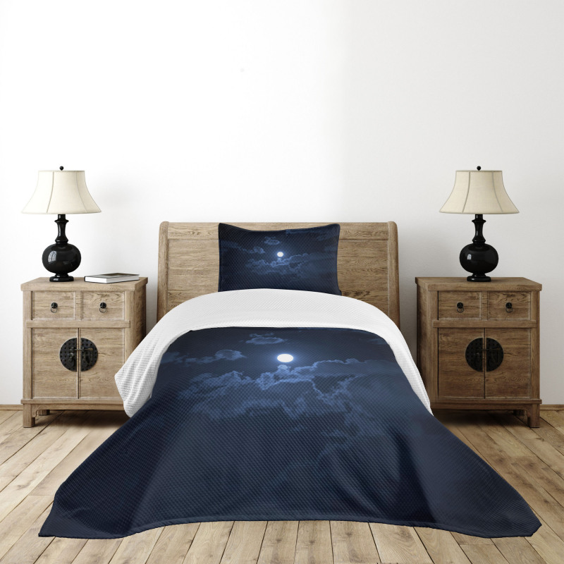 Full Moon Dark Clouds Fog Bedspread Set