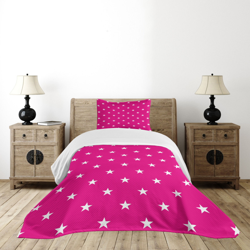 White Stars Girlish Bedspread Set