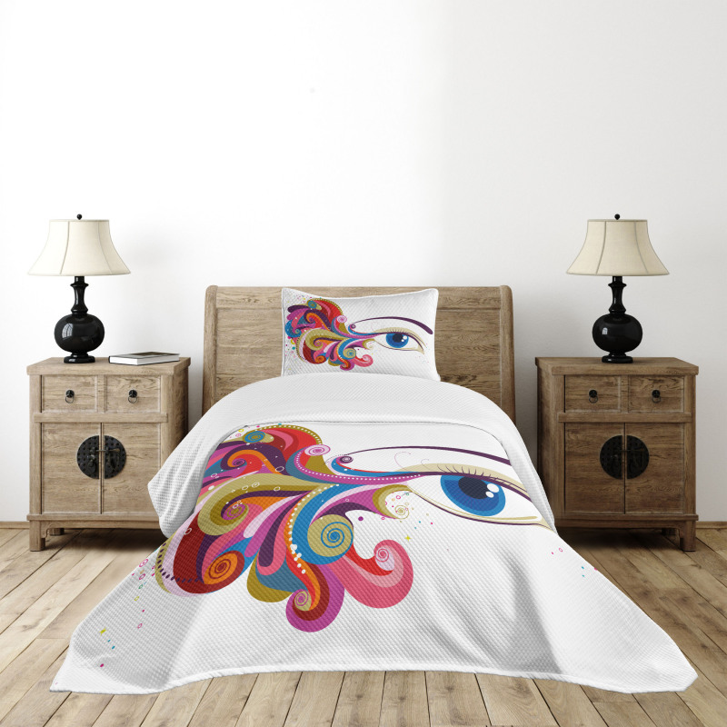 Woman's Eye Colorful Art Bedspread Set