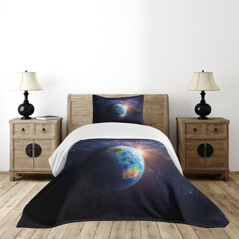 Face of Earth in Space Bedspread Set