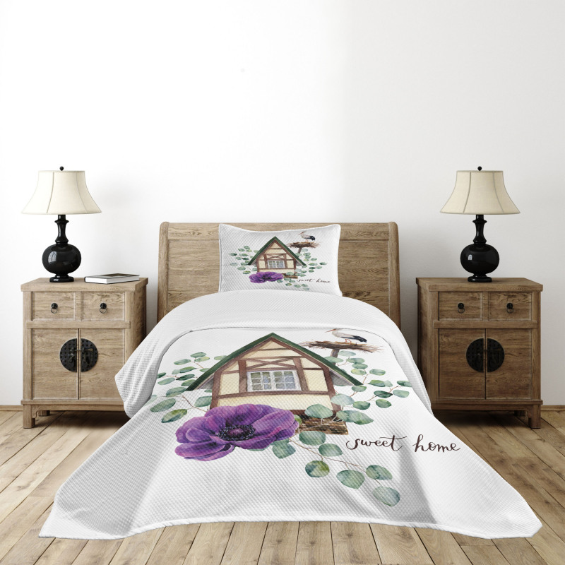 Watercolor Home Bedspread Set