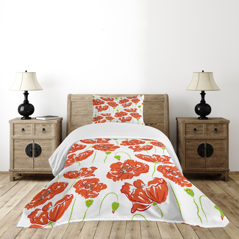 Doodle Poppies Bedspread Set