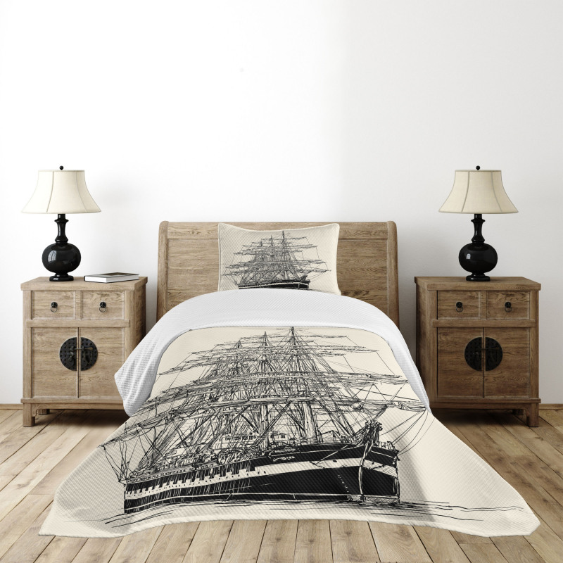 Sail Boat Vintage Bedspread Set