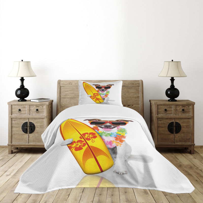 Surf Dog Glasses Bedspread Set