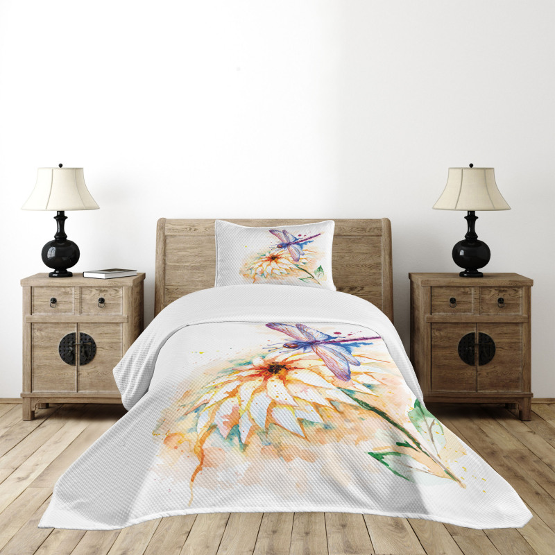 Watercolor Lily Bloom Bedspread Set