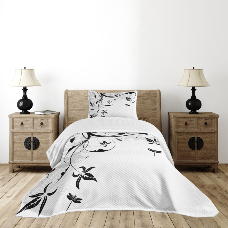 Damask Curl Leaves Bedspread Set