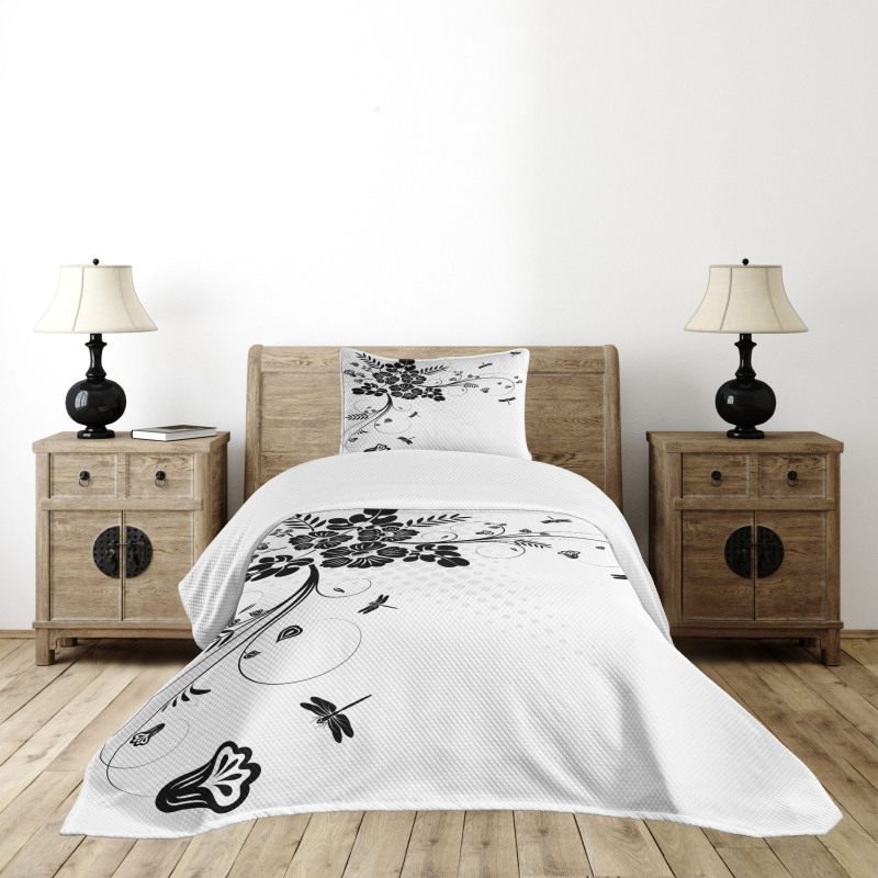 Fern Plants Floral Bedspread Set