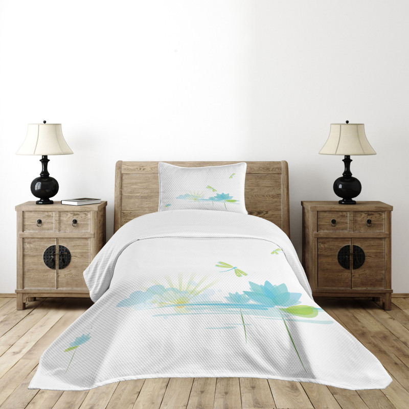 Waterlily Nature Lake Bedspread Set