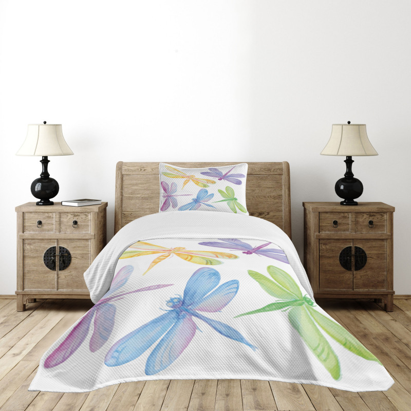 Watercolor Winged Bug Bedspread Set