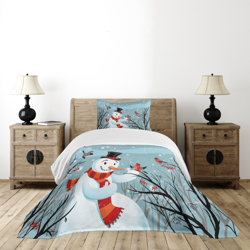 Snowy Winter Tree Bedspread Set